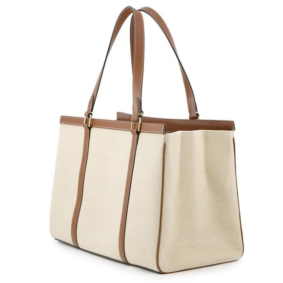CELINE Medium Cabas16(Saise) Tote Bag Canvas/Leather Natural/Ta - Picture 3 of 16